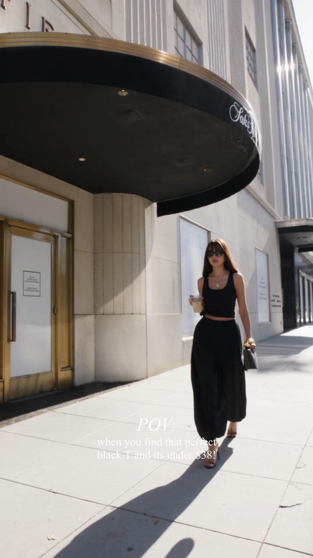 POV: when you find that perfect black t-shirt and it’s just $38! Today, paired it with black ballon pants and Alaia  sandals ☕️🖤

Sizes: 
T shirt - small, pants - small, heels - 37 ( US 7) usually I’m 37.5 or 7.5 

#LTKStyleTip #LTKShoeCrush #LTKItBag