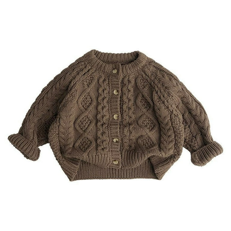 FAOWME Toddler Boy Girl Sweater Long Sleeve Solid Color Buttons Knitting Comfortable Warm Cardiga... | Walmart (US)