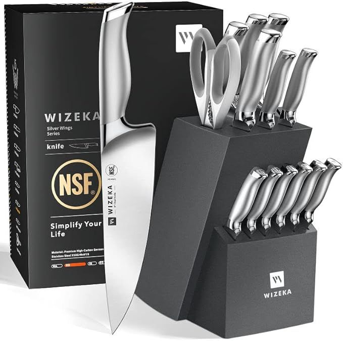 Amazon.com: WIZEKA Knife Set,15pcs NSF Certified 1.4116 German Steel Kitchen Knife Set, Premium K... | Amazon (US)