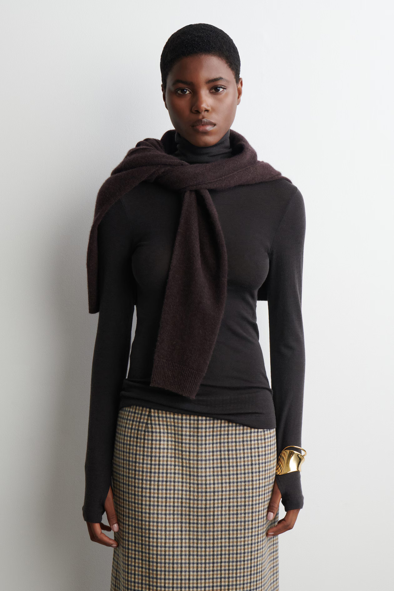 MERINO WOOL HIGH-NECK TOP - DARK BROWN | COS EE | COS (EU)
