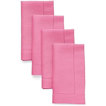 Solino Home Linen Cloth Napkins 20 x 20 Inch – Set of 4, 100% Pure Linen Flamingo Pink Dinner Napkin | Amazon (US)