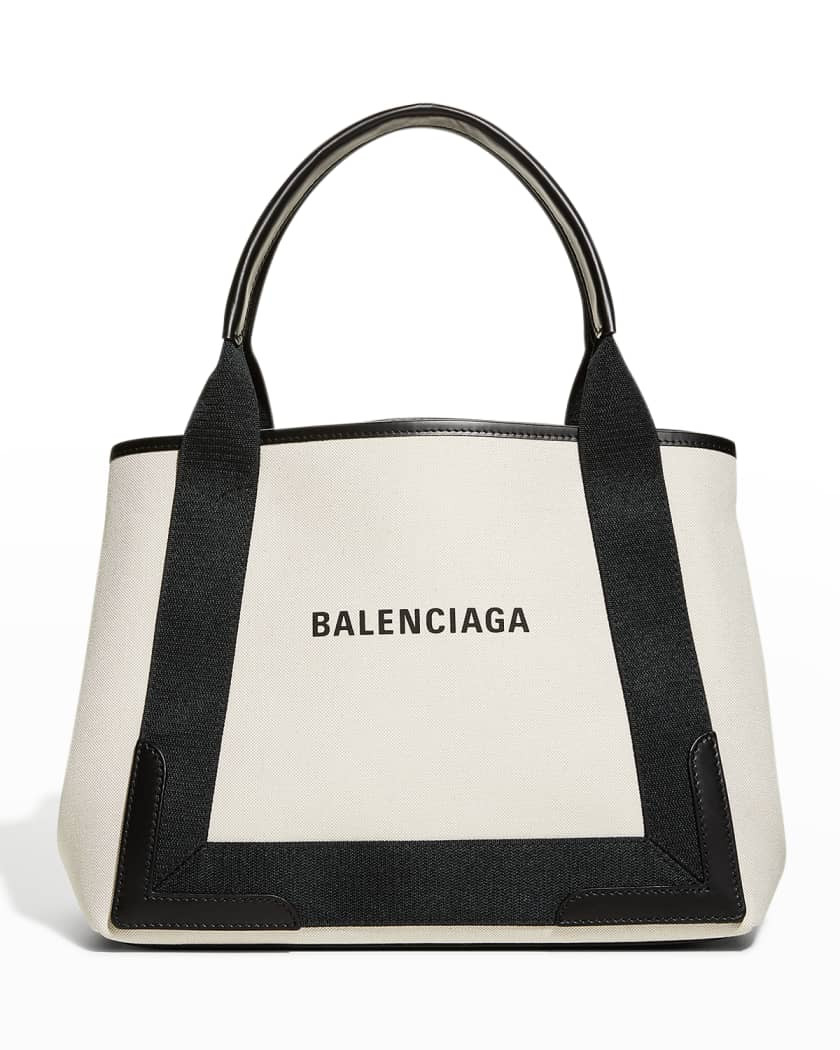 Balenciaga Cabas Logo Canvas & Leather Tote Bag | Neiman Marcus