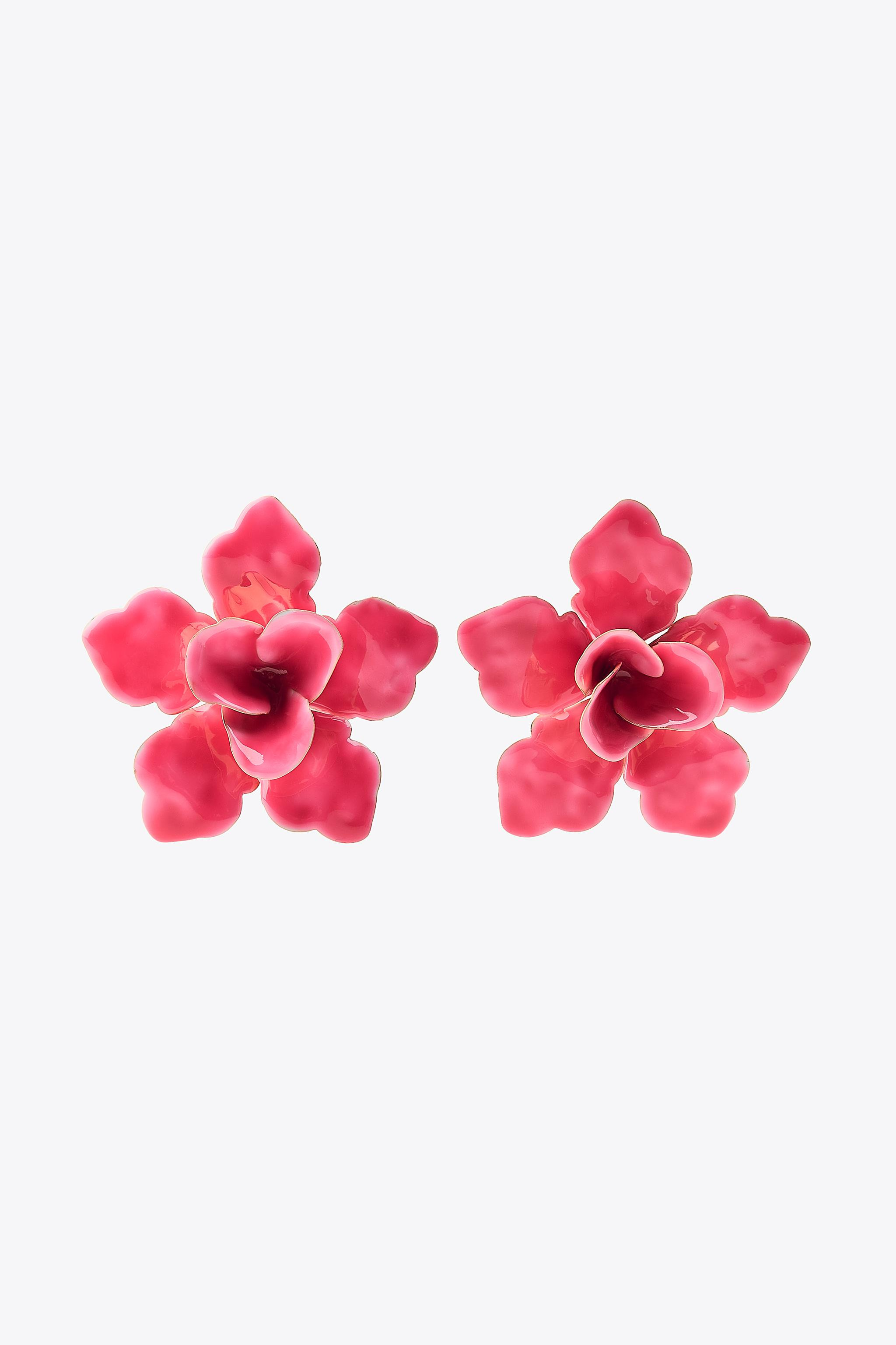ENAMELED FLOWER MAXI EARRINGS | Zara US