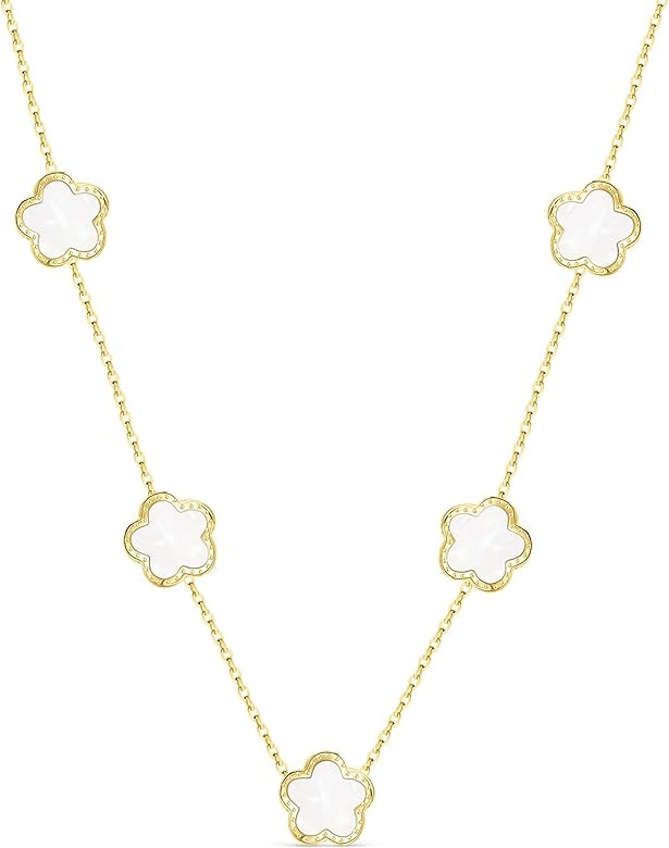 SHINYY 5 Leaf Clover Choker Necklace for Women 18K Gold Plated Stainless Steel Black Lucky Five L... | Amazon (US)
