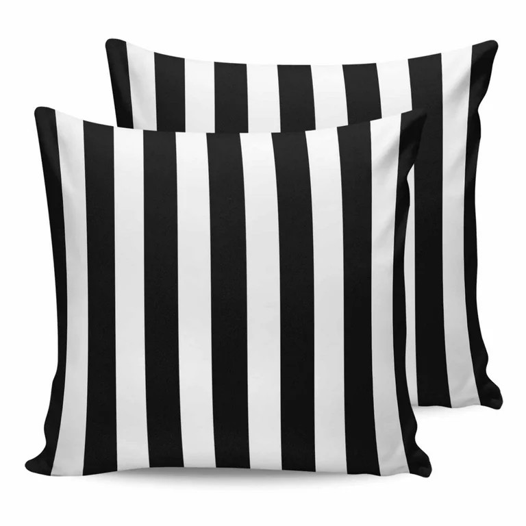 Outdoor Pillow Covers Pack of 2, Black And White Stripes Waterproof Throw Pillowcase Cushion Case... | Walmart (US)