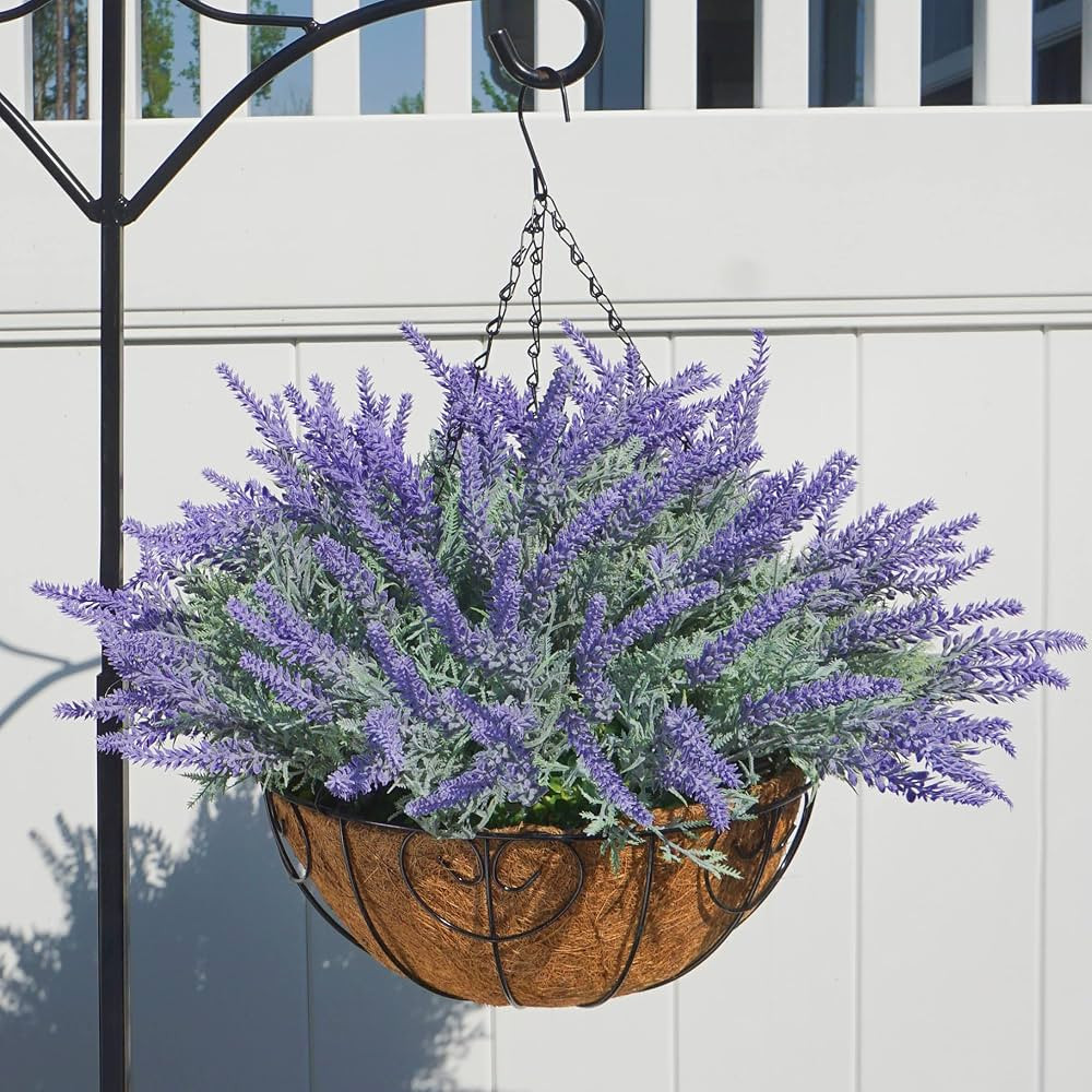 Ivydale Artificial Fake Hanging Flowers Plants Basket for Outdoor Spring Decor, Faux Purple Laven... | Amazon (US)