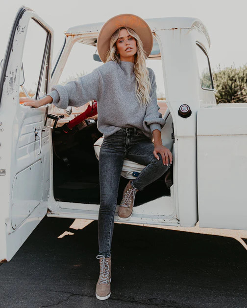 Amsterdam Mock Neck Sweater - Heather Grey | VICI