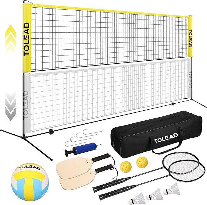 All-in-One Pickleball & Badminton Net Set, Portable Volleyball Net Set for Backyard, Outdoor Spor... | Amazon (US)