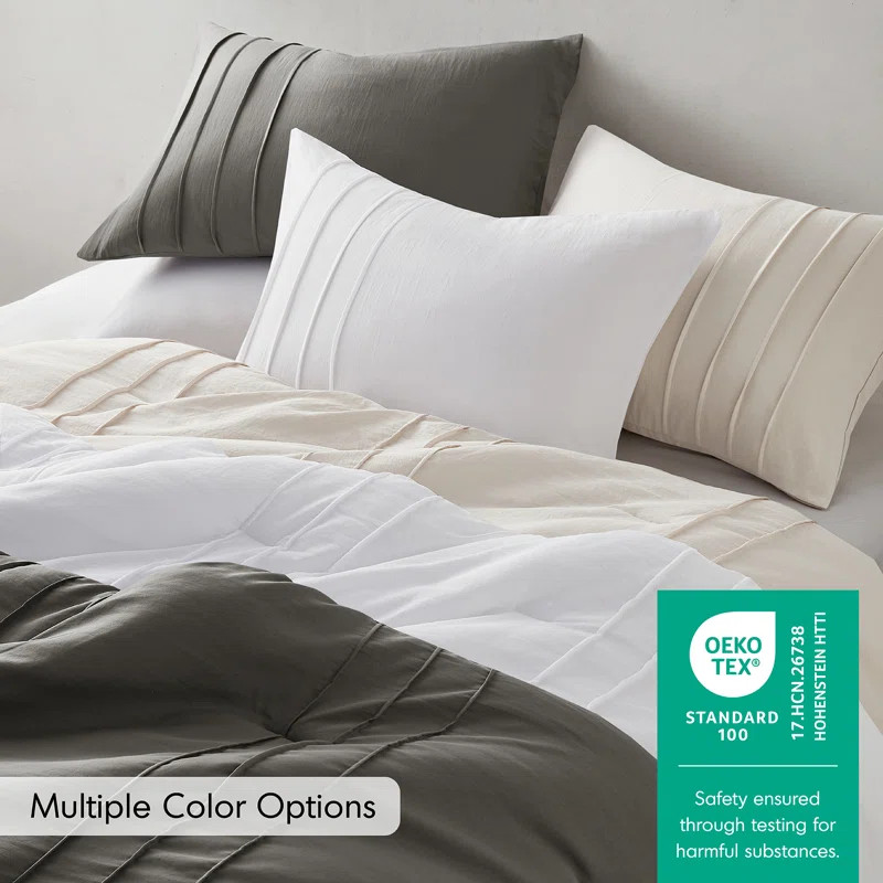 Harris Pinch Pleated Soft Washed Boho Comforter Set | Wayfair North America