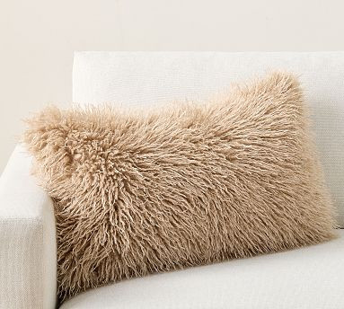 Mongolian Faux Fur Lumbar Pillow Cover | Pottery Barn (US)