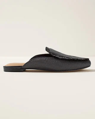 Black Fringe Raffia Mules | Chico's