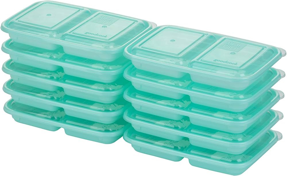 Good Cook Meal Prep, 2 Snack Compartments BPA Free, Microwavable/Dishwasher/Freezer Safe, Blue | Amazon (US)