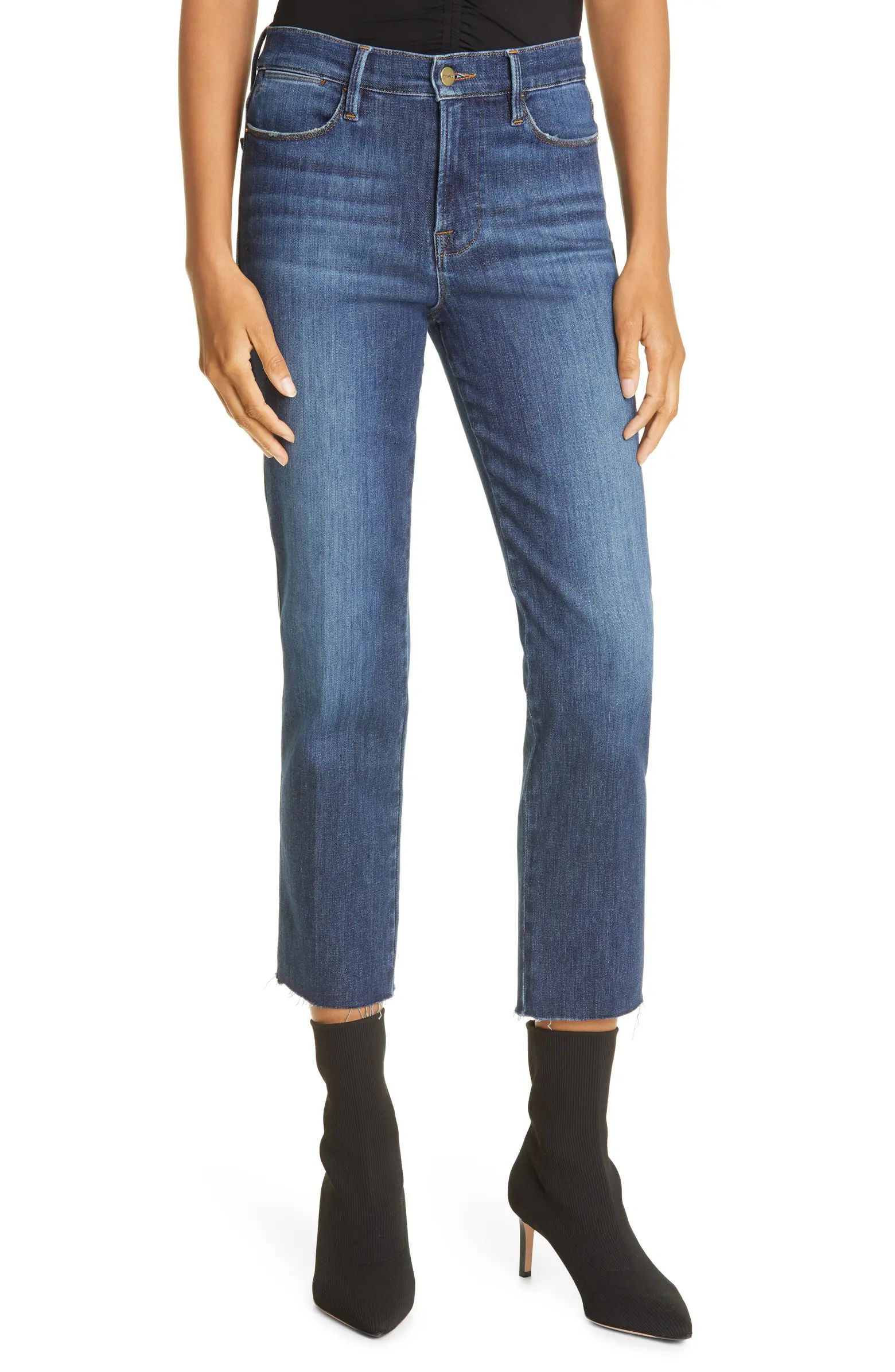 Le High Raw Hem Ankle Straight Leg Jeans | Nordstrom