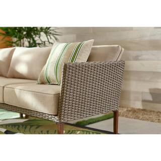 StyleWell Oakshire 3-Piece Steel Outdoor Patio Sectional Sofa with Tan Cushions DE19934A/19933 - ... | The Home Depot