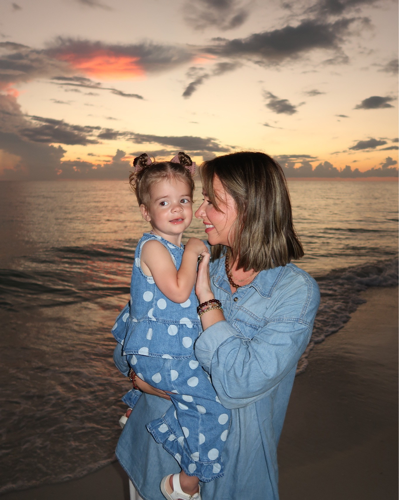 Denim girls!! Evelyn’s polka dot set was perfect for fall beach photos. Cutest freaking set ever! She’s in the 2T 🩵 linking my denim and linen bottoms, too! 

Fam photos, beach photos, denim on denim

#LTKootd #LTKmomlife #LTKTravel