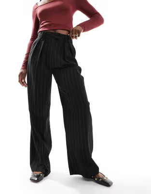 ASOS DESIGN wide leg tailored pants in black stripe | ASOS | ASOS (Global)