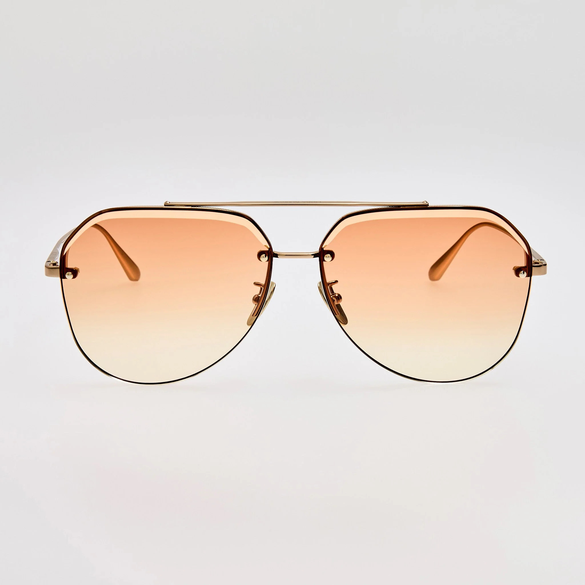 Quynh Sunglasses in Camel and Gold | Linda Farrow