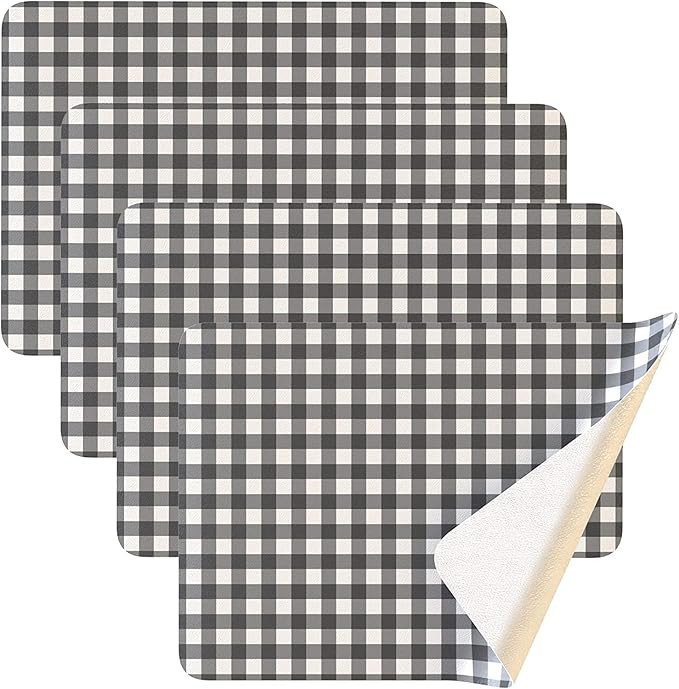Vegan Leather PVC Grey Placemats Set of 4 - Easy To Clean - Machine Washable, Heat Resistant, Non... | Amazon (US)