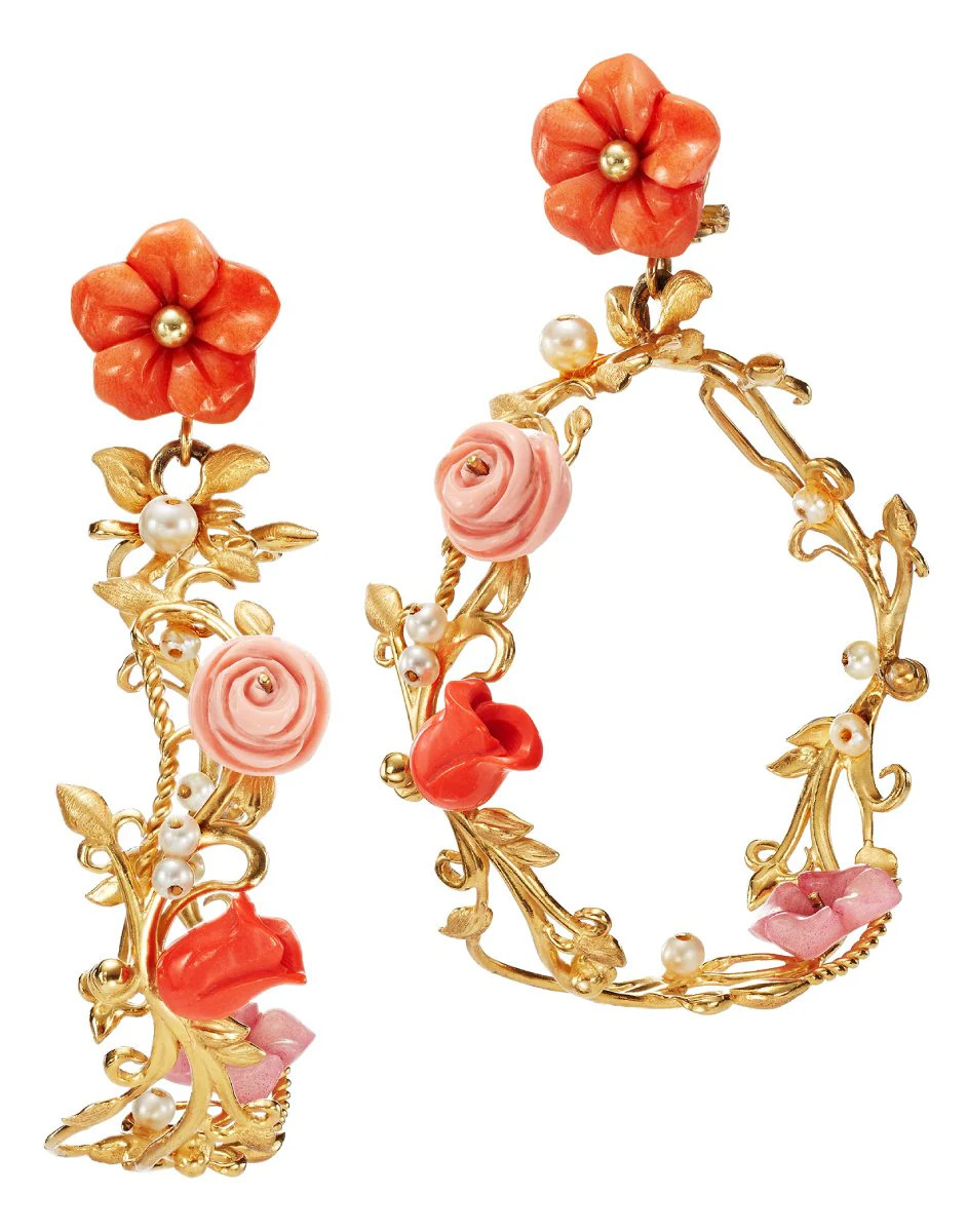 Flower Whirl Earrings in Coral | Over The Moon