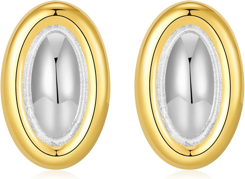 Vintage Gold and Silver Colors Earrings Fashion Geometric Stainless Steel Earrings for Women | Amazon (US)