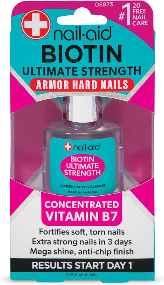 Nail-Aid Biotin Ultimate Strength - Nail Treatment & Strengthener - Clear, 0.55 Fl Oz (08873) | Amazon (US)