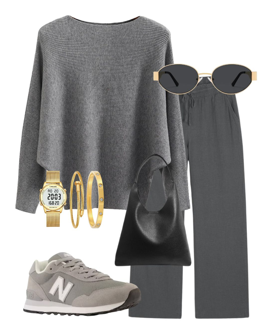 Sweater and effortless pull on pants outfit inspo