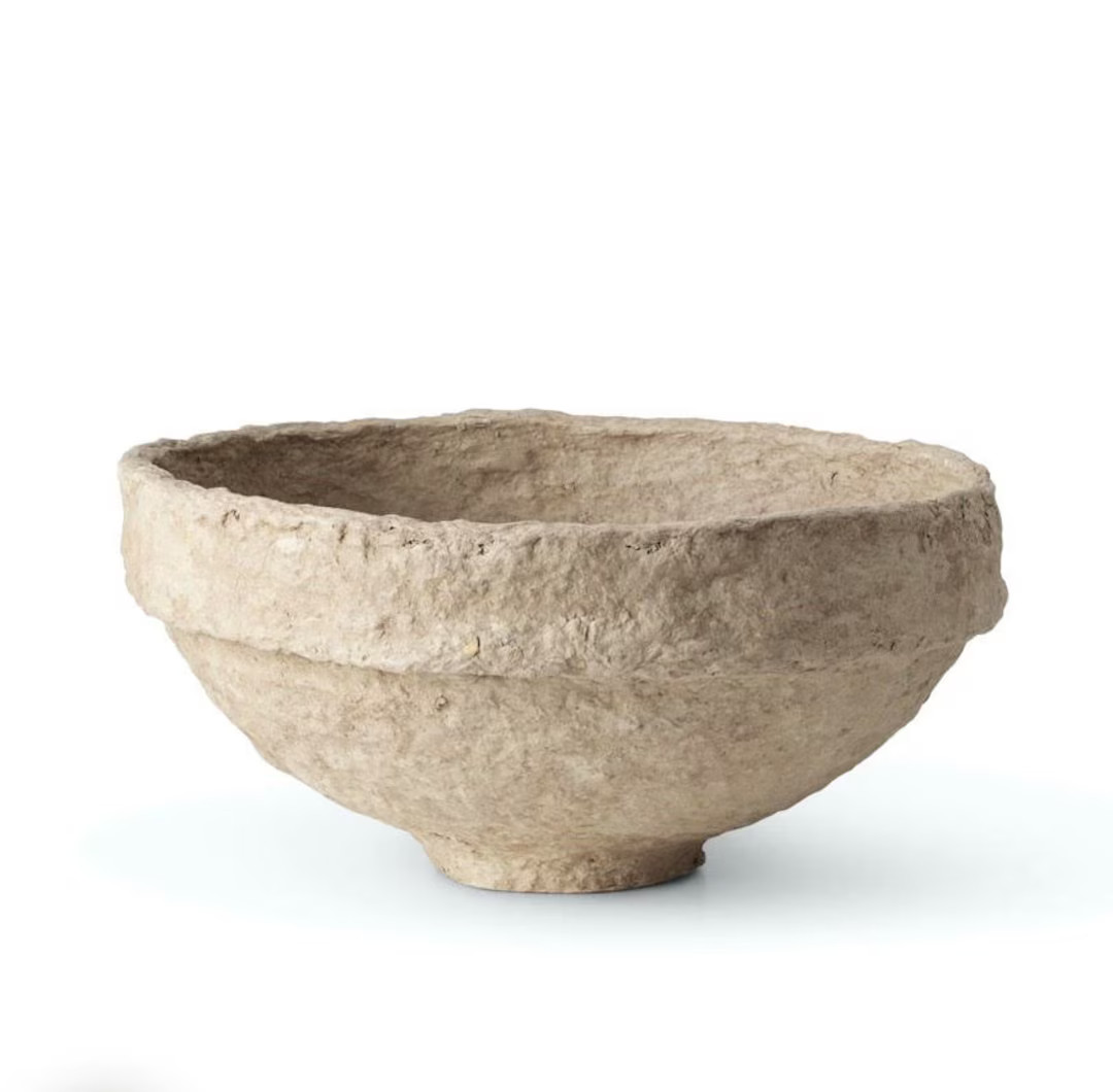 Handcrafted Papier Mache Bowl: Recycled Paper Waste, Sand Color | Etsy (US)