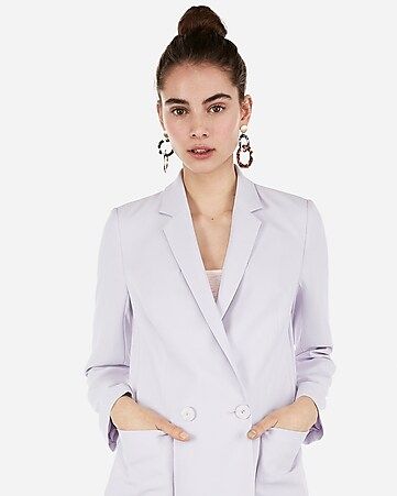 double breasted patch pocket boyfriend blazer | Express