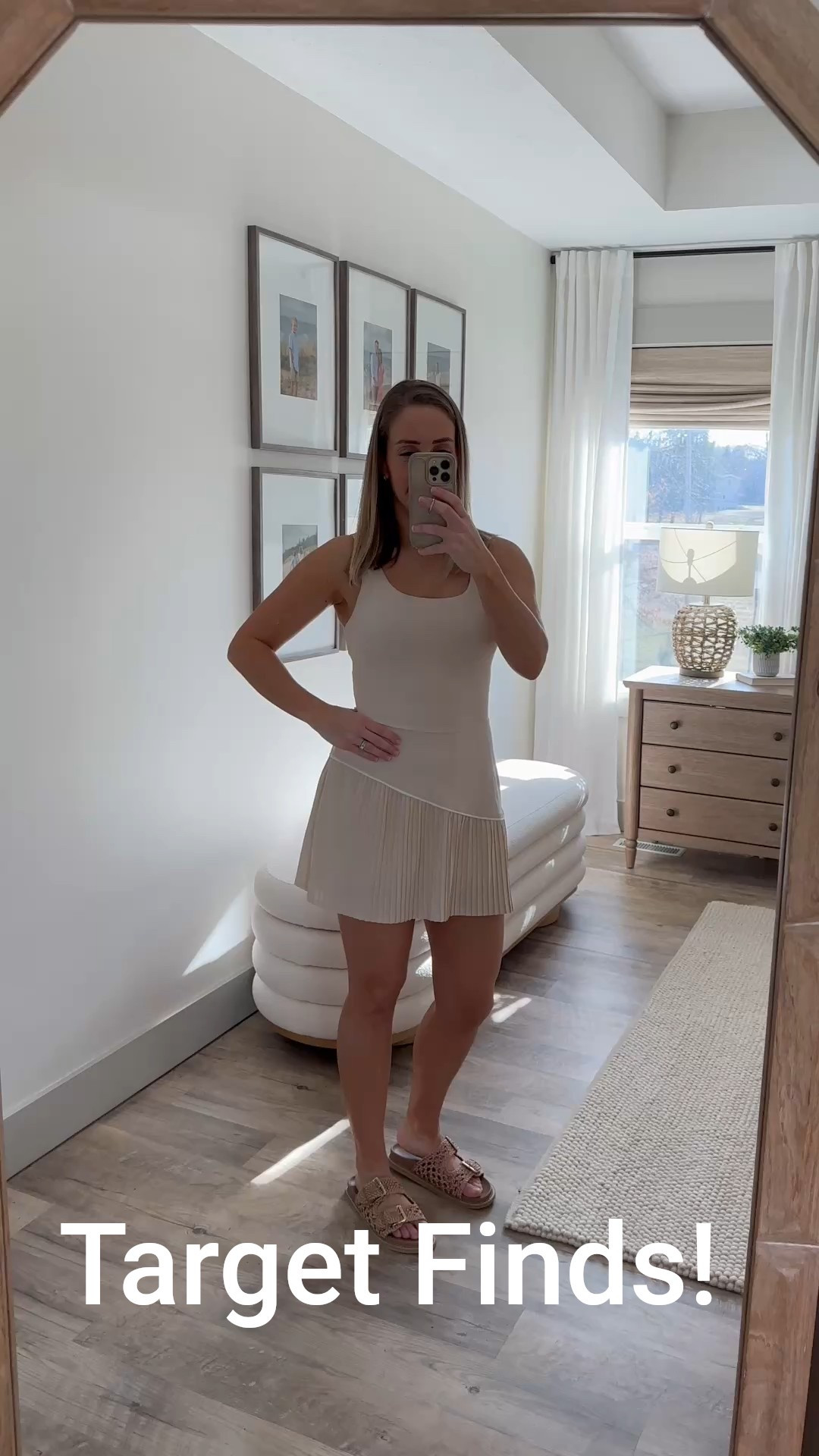 Super cute Target finds! Love this pleated active dress with built in shorts! These sandals will be on repeat in both colors! 

Wearing: size small

Storage bench also listed for you! 

#LTKFindsUnder100 #LTKActive #LTKHome