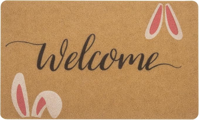 Easter-Decorative-Welcome-Doormat Outdoor-Entrance Easter Bunny Door Mat Non Slip Coir Front Door... | Amazon (US)