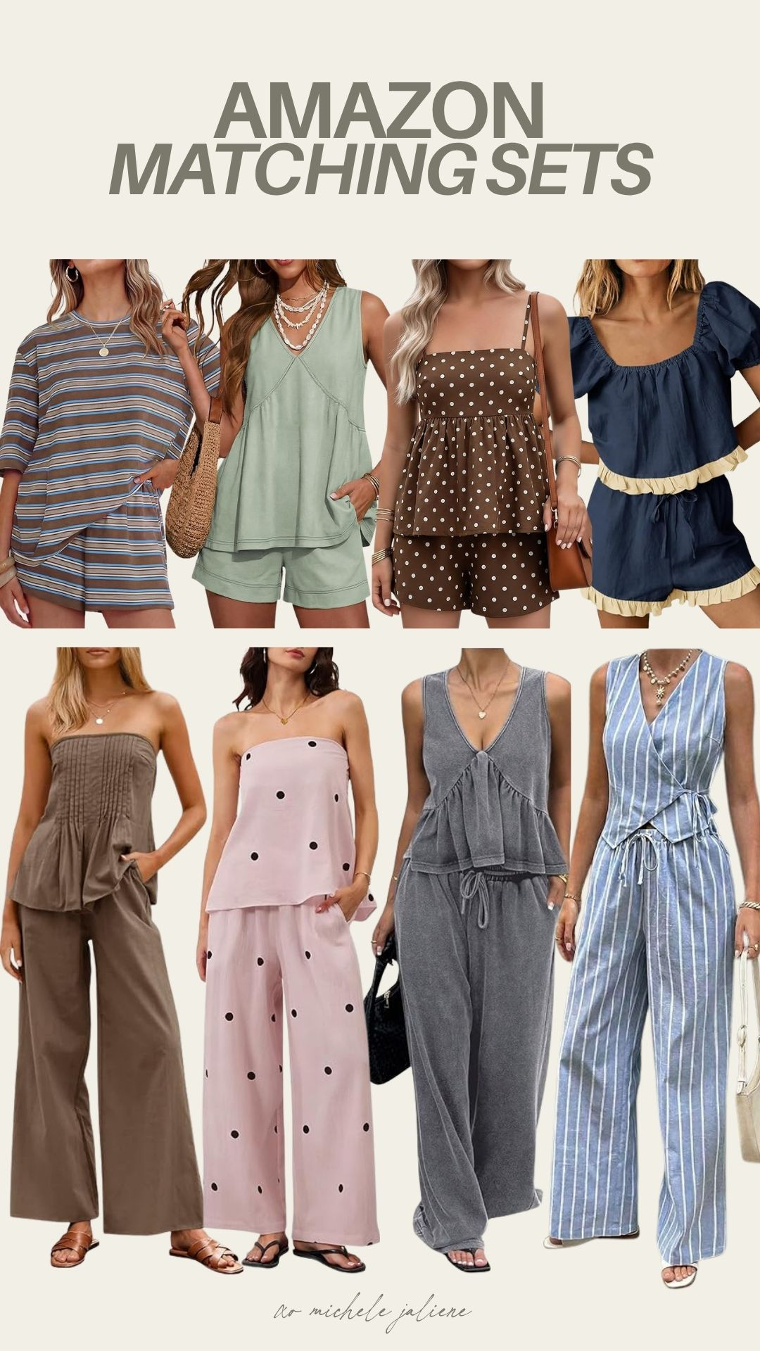 matching sets from amazon 🤎

summer fashion, matching set, finds under 50, casual outfit, loungewear, new arrivals, michele jaliene 

 #LTKootd #LTKSeasonal #LTKPetite
