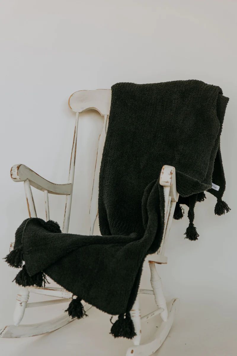 Onyx Black Tassel Throw | Sunset Snuggles