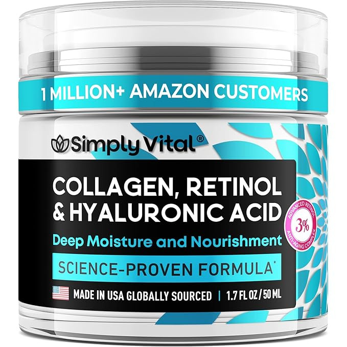 SimplyVital Collagen, Retinol & Hyaluronic Acid Cream - Anti-Aging Face Moisturizer for Face, Fir... | Amazon (US)