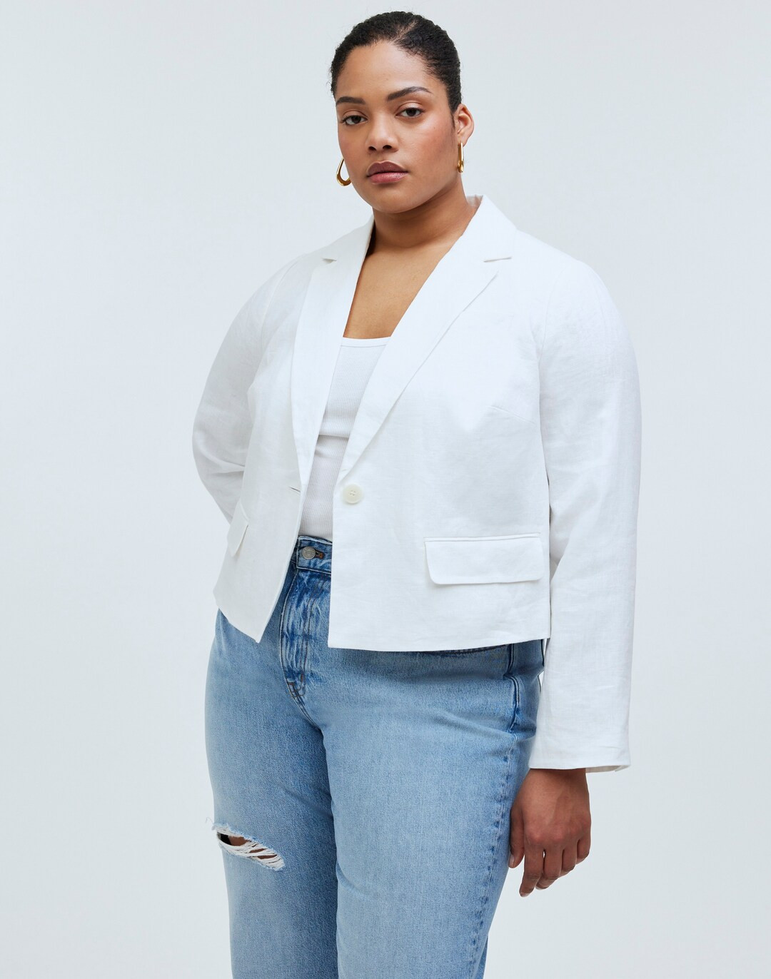 Plus Cropped Blazer in 100% Linen | Madewell