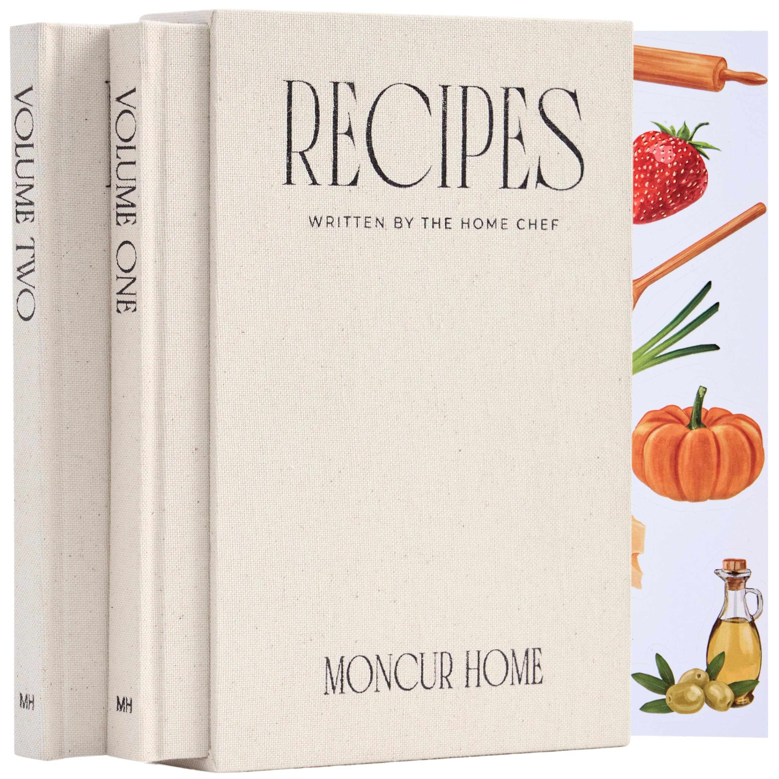 Recipe Book To Write In Your Own Recipes Set of 2 Blank Recipe Book Linen Beige with 2 Sticker Sh... | Amazon (US)
