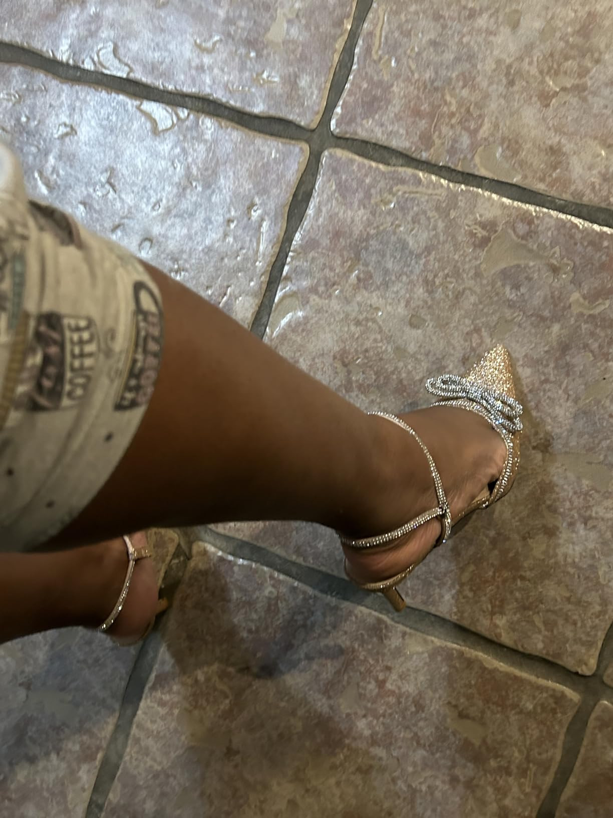 Susanny Women's Closed Toe Rhinstone Wedding Low Heel Slingback Clear Kitten Heels,Adjustable Str... | Amazon (US)