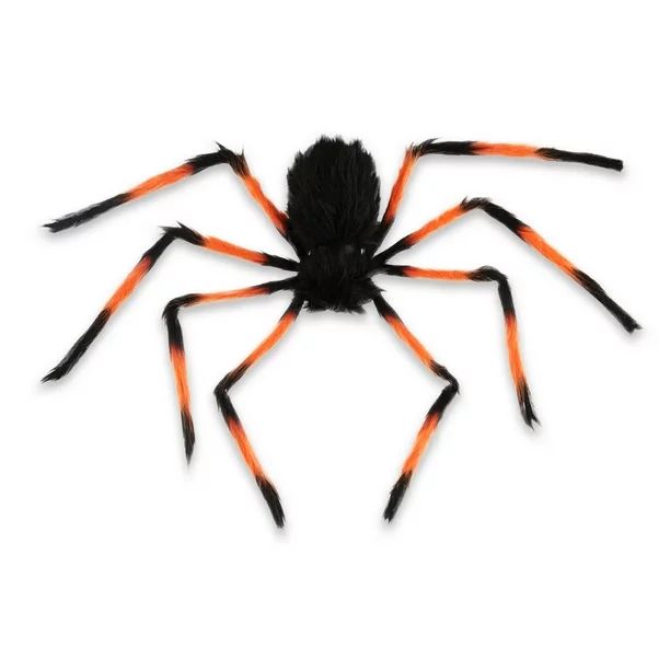 Halloween Hairy Spider, Black and Orange, Polyester, 28-in (H),  Outdoor Decor, Way to Celebrate! | Walmart (US)