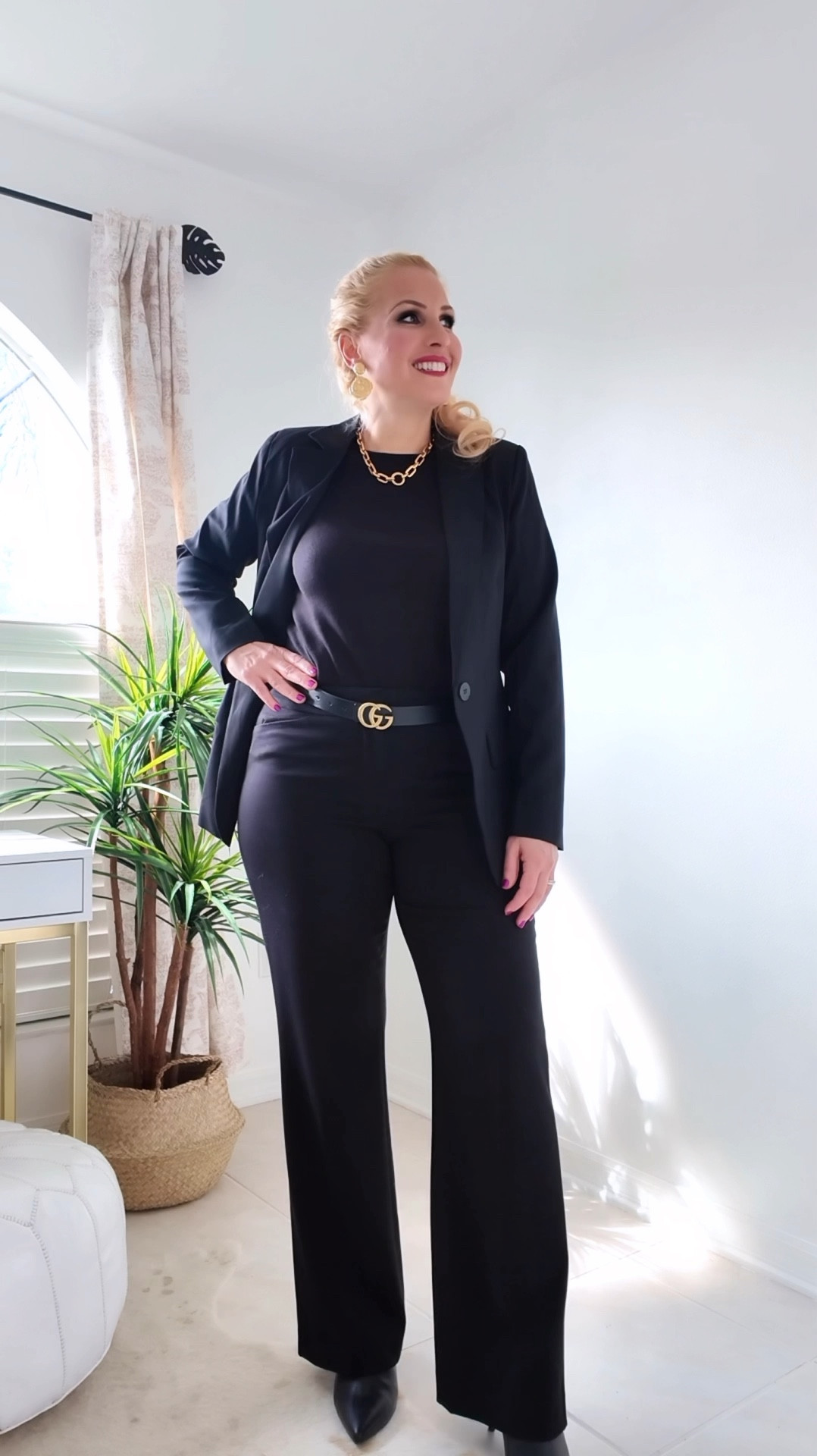 Love a black business suit with gold jewelry! So chic and professional.

Amazon blazer medium 
Abercrombie pants size 32
Walmart crewneck sweater small
Gold Jewelry Elizabeth Cole



#LTKSeasonal #LTKShoeCrush #LTKStyleTip #LTKVideo #LTKFindsUnder100 #LTKOver40 #LTKMidsize #LTKTravel #LTKWorkwear #LTKU #LTKSaleAlert #LTKFindsUnder50 #LTKFallSale