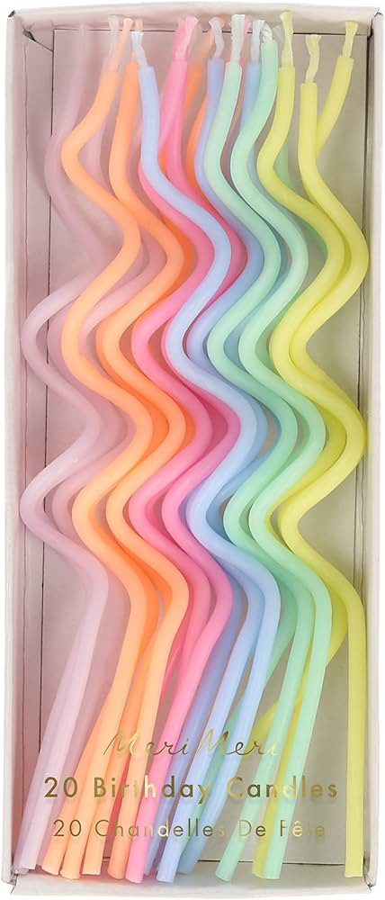 Meri Meri Swirly Tall Cake Candles (Pack of 20), 5" Tall Unscented Candles | Amazon (US)