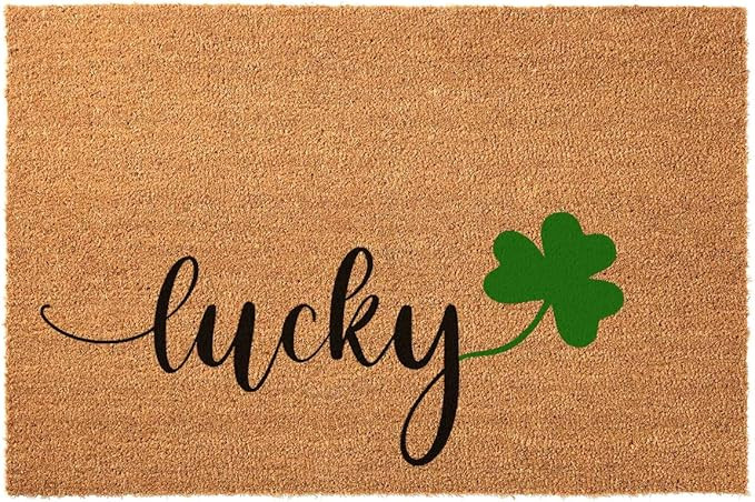 Funny Coir Doormat Lucky Shamrock St Patrick's Day Welcome Front Porch Decor Doormat for The Entr... | Amazon (US)