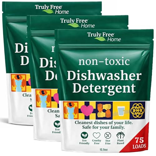 Truly Free Dishwasher Detergent Powder | Natural Dish Detergent, Dishwasher Soap | Plastic Free, Plant-Based, Clean, Heavy Duty Hard Water Stain & Grease Remover | Fragrance Free | 12.5 oz (Pack of 1) | Amazon (US)