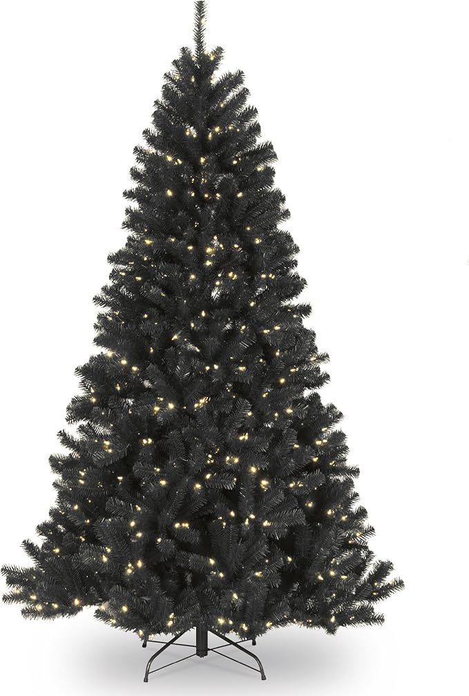 National Tree Company Pre-Lit Artificial Full Christmas Tree, Black, North Valley Spruce, White L... | Amazon (US)
