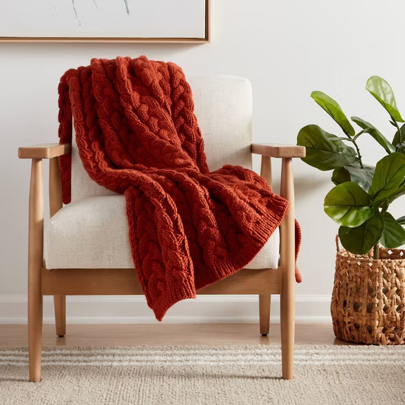 Solid Chunky Cable Knit Throw Blanket - Threshold™ | Target