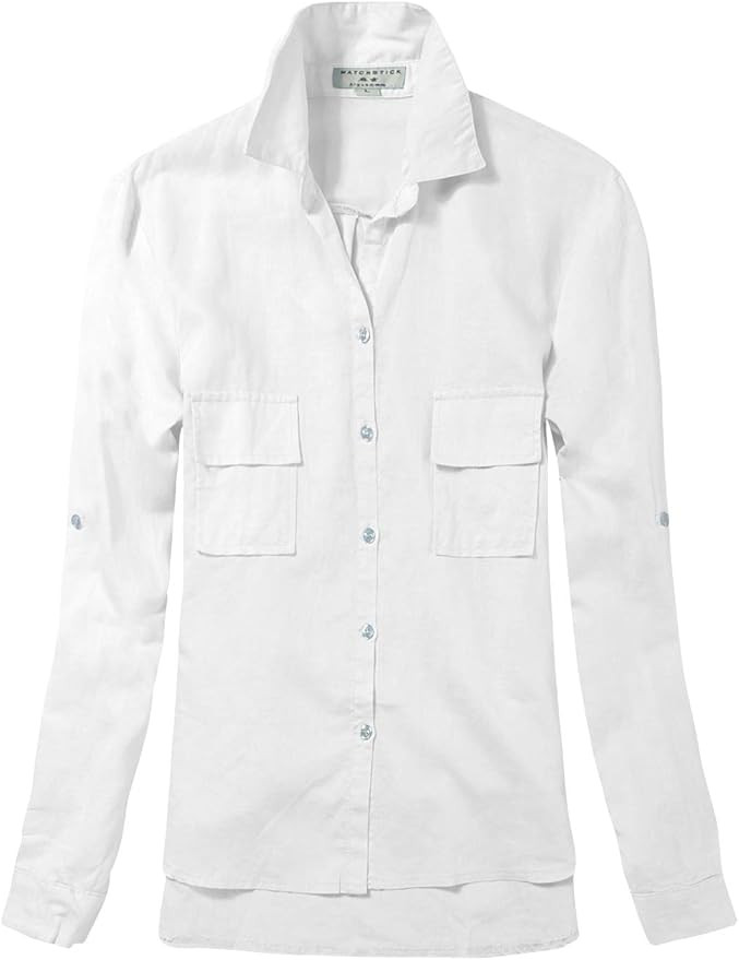 Match Women's Linen Button-Down Long Sleeve Shirts with Pockets #2046 | Amazon (US)