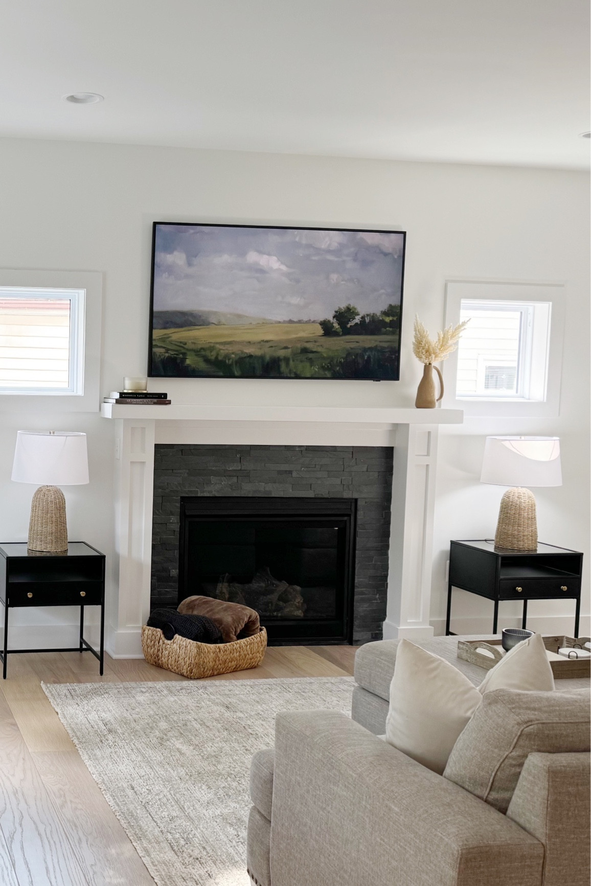 In this space, we wanted to leave walking room to the left and right of the sofa AND fill the empty space to the left and right of the visual focal point- the fireplace! To accomplish that, my idea was to put what would normally be side tables for the sofa in the empty space along the wall instead! This allows for visual interest while still having walking space, extra storage in the drawers & a nice spot for living room lamps all while being out of the way! Meanwhile, the ottoman with the serving tray can serve as another spot to place drinks/snacks while lounging! What do you think?! 

#LTKSeasonal #LTKHome #LTKxWayfair