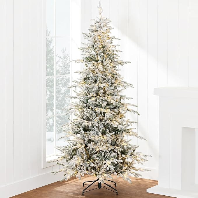Best Choice Products Lighted Aspen Christmas Tree, 9ft Flocked Artifical Noble Fir, Pre-Lit White... | Amazon (US)