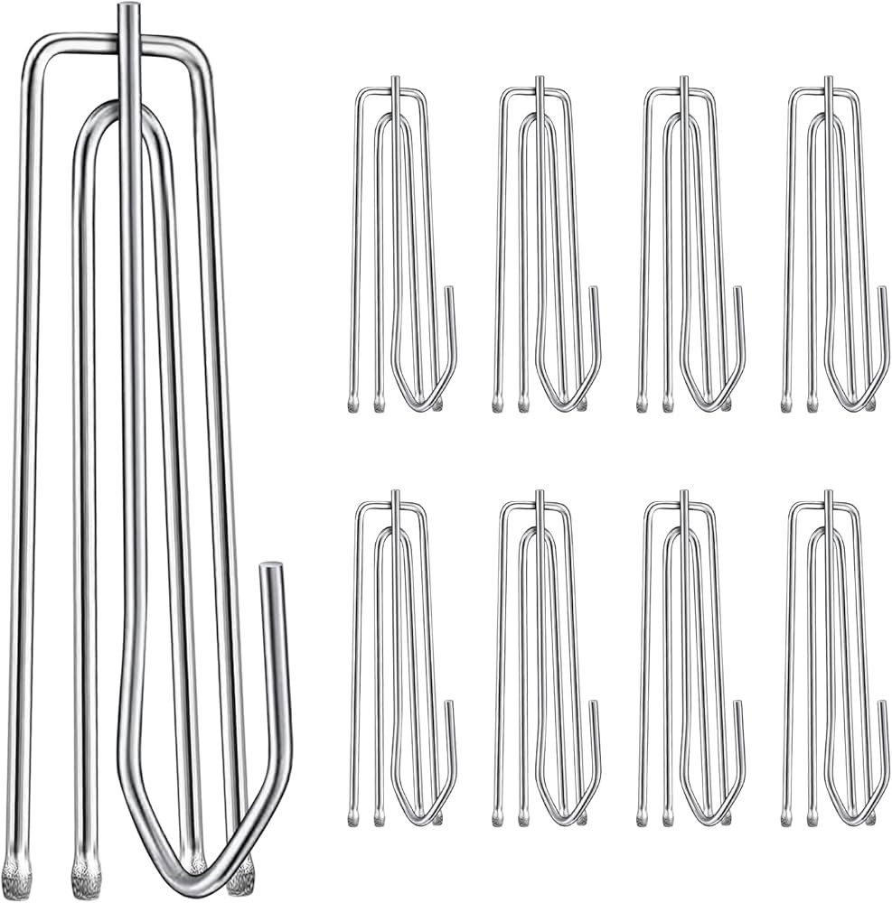VRSS Stainless Steel 2.7 inch Long 4 Prong Curtain Tape Drapery Pleat Hooks Pinch Clips (30Pcs) | Amazon (US)