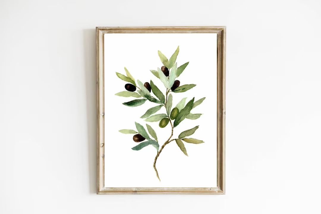 Olive Branch Print Olive Tree Watercolor Painting Kitchen Wall Art Neutral Botanical Painting Lar... | Etsy (CAD)