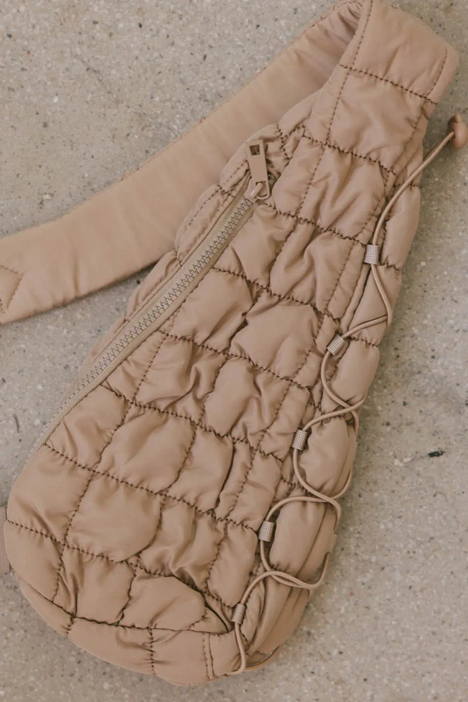 Aliyah Quilted Sling Bag in Tan | Böhme US