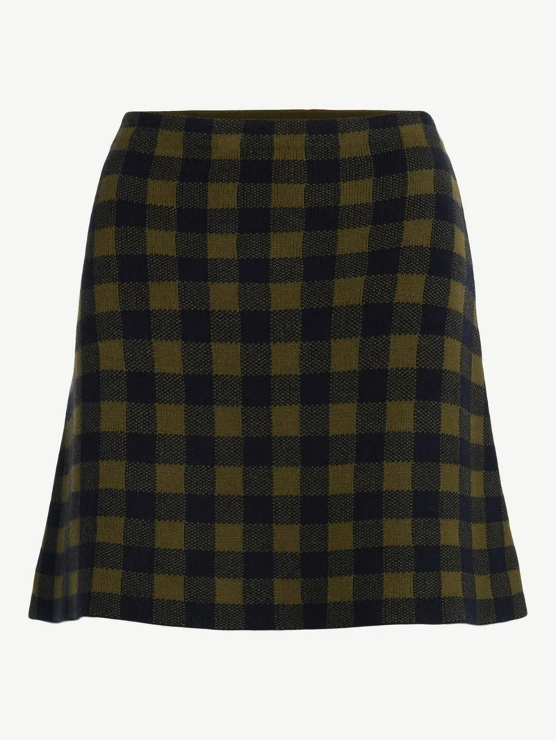 Free Assembly Women's Fit and Flare Plaid Mini Sweater Skirt, Sizes, XS-XXL | Walmart (US)